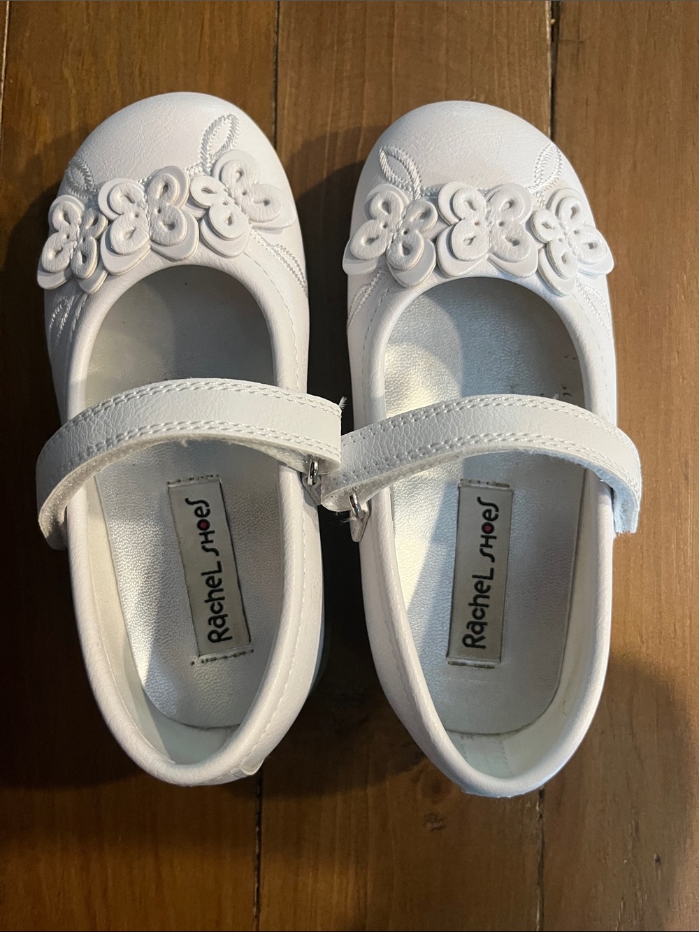 Rachel Shoes White Floral Applique Mary Janes